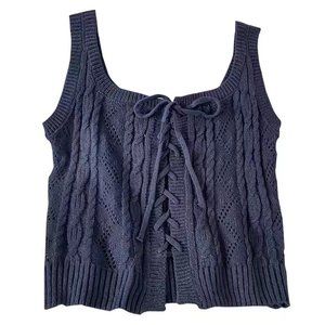 NWOT cute navy blue front strap knitted vest _ one size_ small to medium